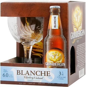 Фото Grimbergen Blanche 6% 3x0.33 л + бокал