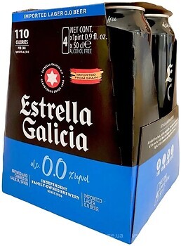 Фото Estrella Galicia Светлое 0% ж/б 4x0.5 л