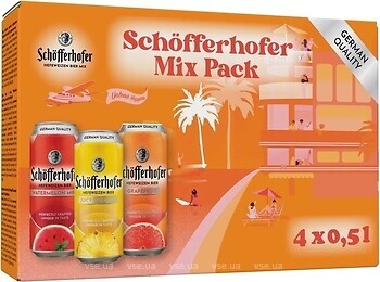 Фото Schofferhofer Mix Pack 2.5% ж/б 4x0.5 л в подарочной упаковке