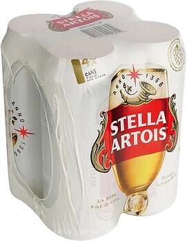 Фото Stella Artois Светлое 4.8% ж/б 4x0.5 л