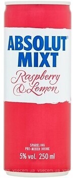 Фото Absolut Mixt Raspberry & Lemon Vodka 4% ж/б 0.275 л