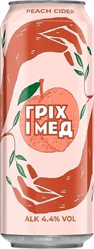 Фото Гріх і Мед Персик 4.4% ж/б 0.5 л