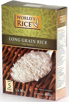 Фото World's Rice long grain Vietnam 5x 80 г