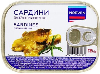 Фото Norven сардины в горчичном соусе 135 г