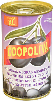 Фото Coopoliva маслины без косточек Черные 370 мл
