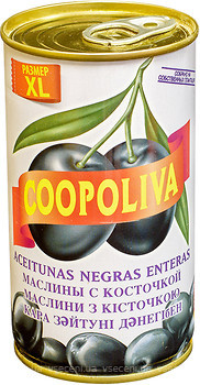 Фото Coopoliva маслины с косточками Черные 370 мл