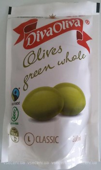 Фото Diva Oliva оливки зеленые с косточками 200 мл