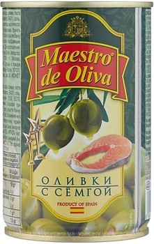 Фото Maestro de Oliva оливки зеленые с семгой 300 г