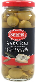 Фото Serpis оливки зеленые фаршированные голубым сыром 235 г