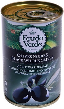 Фото Feudo Verde маслины черные с косточкой 300 г