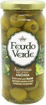 Фото Feudo Verde оливки зеленые с анчоусом Manzanilla 240 г