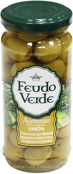 Фото Feudo Verde оливки зеленые с лимоном Manzanilla 240 г