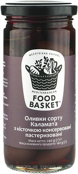 Фото Food Basket маслины черные с косточкой Каламата 260 г