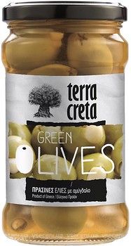 Фото Terra Creta оливки зеленые фаршированные миндалем 315 мл