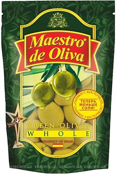 Фото Maestro de Oliva оливки зеленые с косточкой 190 г