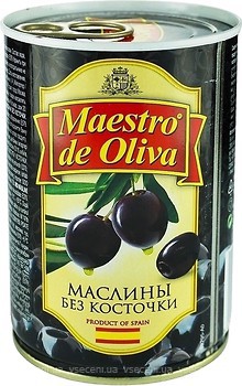 Фото Maestro de Oliva маслины черные без косточки 432 г