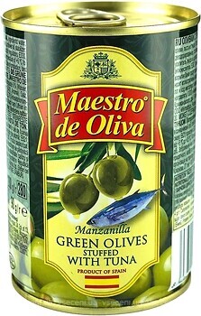 Фото Maestro de Oliva оливки зеленые с тунцом 280 г