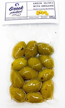 Фото Greek Product оливки зеленые с косточкой с орегано 100 г