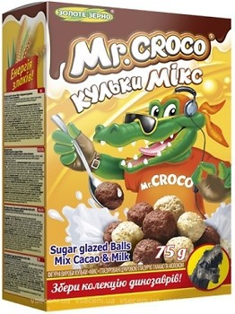 Фото Золоте Зерно сухой завтрак Mr.Croco микс шарики с какао и молоком 75 г