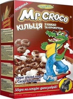 Фото Золоте Зерно сухой завтрак Mr.Croco кольца с какао и кунжутом 75 г