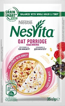 Фото Nestle Nesvita каша овсяная с кусочками черной смородины, малины и витаминами B и C 35 г