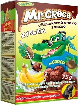 Фото Золоте Зерно сухой завтрак Mr.Croco шарики банановый вкус с какао 75 г