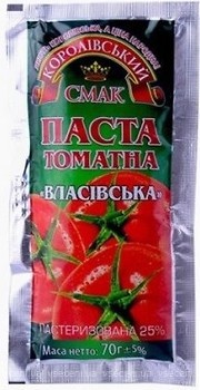 Фото Королівський смак паста томатная Власівська 25% 70 г