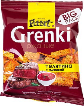 Фото Flint сухарики Grenki со вкусом телятины с аджикой 110 г