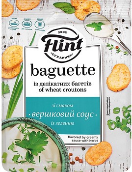 Фото Flint сухарики Baguette со вкусом сливочного соуса с зеленью 110 г