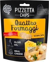 Фото Снеки Світу пшеничные чипсы Pizzetta Quattro Formaggi со вкусом четырех сыров 70 г