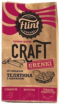 Фото Flint сухарики Craft со вкусом телятины с аджикой 100 г