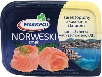 Фото Mlekpol плавленый Norweski Smak с лососем и укропом фасованный 135 г