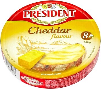 Фото President плавленый с ароматом Cheddar фасованный 140 г