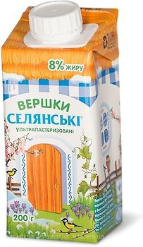 Фото Селянські сливки питьевые 8% 200 г