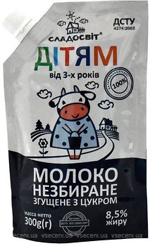 Фото Сладосвіт молоко сгущенное с сахаром 8.5% д/п 300 г