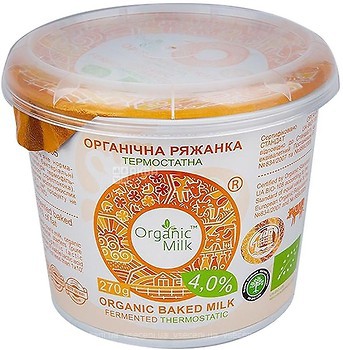 Фото Organic Milk ряженка термостатная 4% 270 г