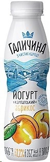 Фото Галичина йогурт питьевой Карпатский Абрикос 2.2% 300 г