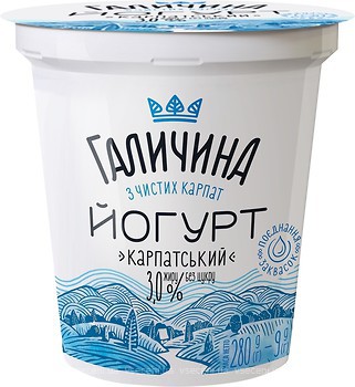 Фото Галичина йогурт густой Карпатский без сахара 3% 280 г