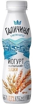 Фото Галичина йогурт питьевой Карпатский Злаки 2.2% 300 г