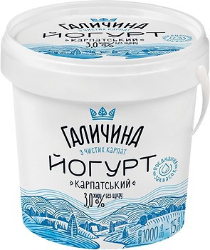 Фото Галичина йогурт густой Карпатский без сахара 3% 1 кг