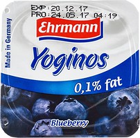 Фото Ehrmann йогурт густой Yoginos Черника 0.1% 100 г