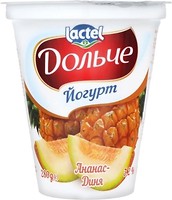 Фото Дольче йогурт густой Ананас-дыня 3.2% 280 г