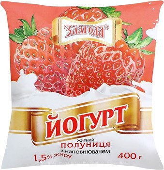 Фото Злагода йогурт питьевой Клубника 1.5% 400 г