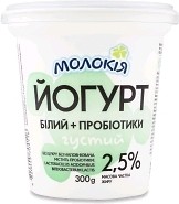 Фото Молокія йогурт густой белый с пробиотиками 2.5% 300 г