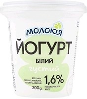 Фото Молокія йогурт густой белый 1.6% 300 г