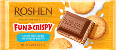 Фото Roshen молочный с молочной начинкой и печеньем 115 г