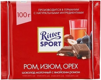 Фото Ritter Sport молочный Rum Trauben Nuss 100 г