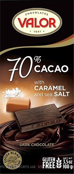 Фото Valor Chocolates черный с карамелью и морской солью 70% 100 г