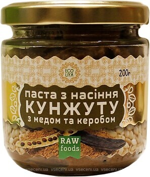 Фото Эколия урбеч из семян кунжута с медом и кэробом 200 г