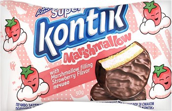 Фото Konti печенье Super Kontik с начинкой маршмеллоу клубника 30 г